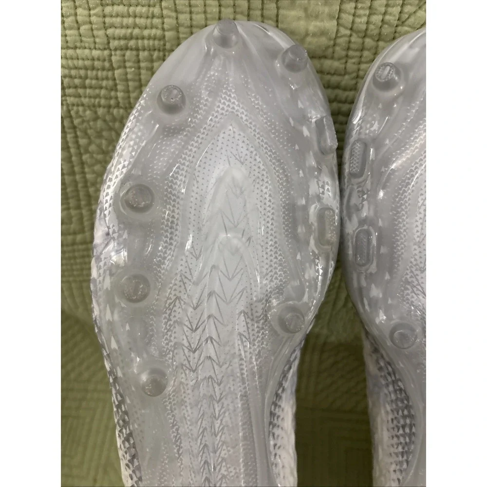 Under Armour UA Clone Football Cleats White Silver Men's Size 13 3024097-046